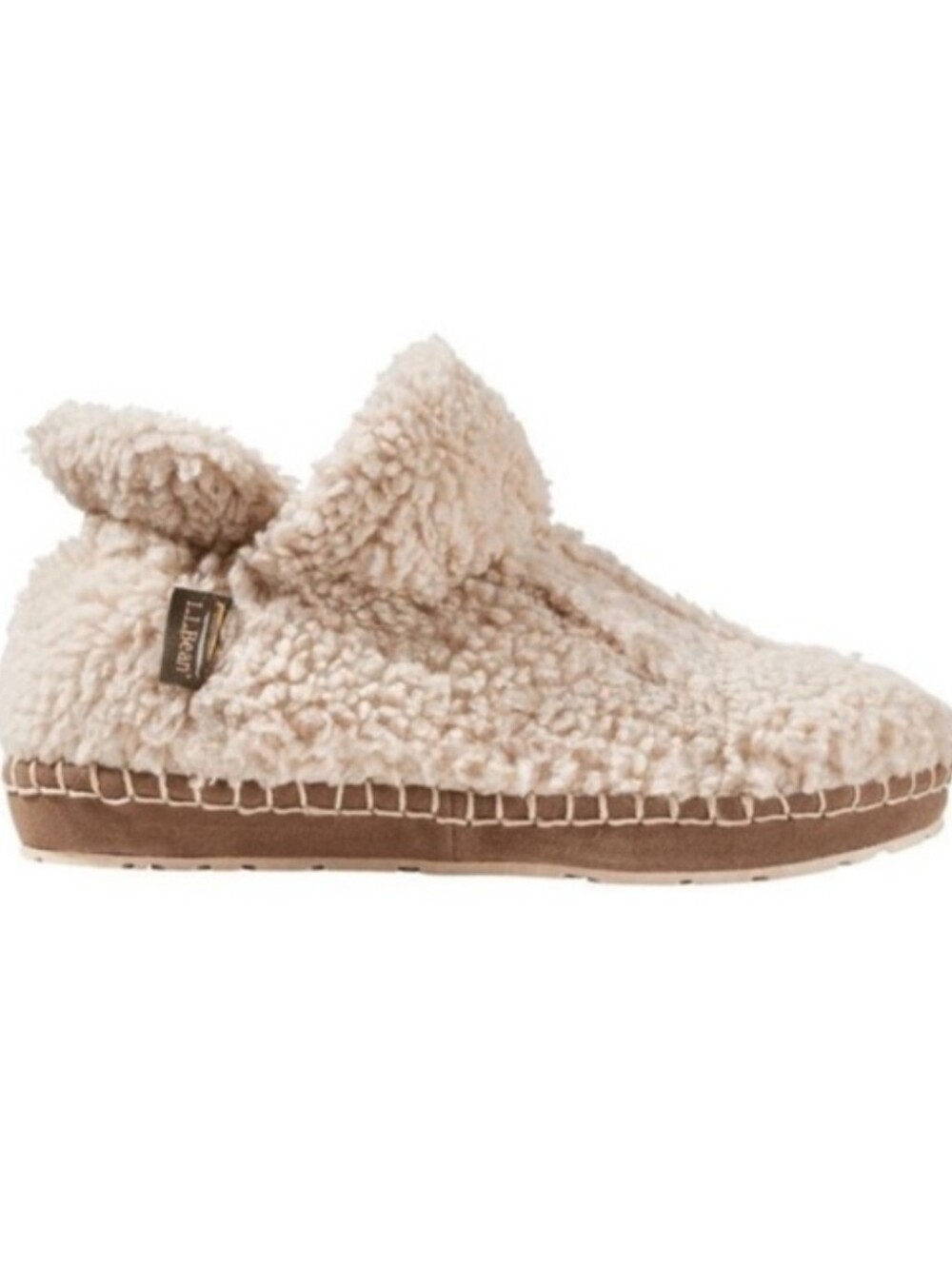L.L.Bean Cozy Slipper Bootie Pile Fleece Size 10 Womens Cream Winter Cabin Warm